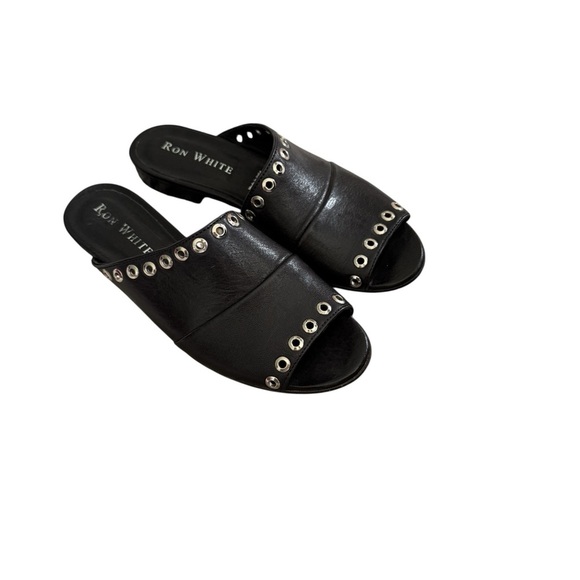 RON WHITE Black Studded Women's Slides Mules - Picture 1 of 13